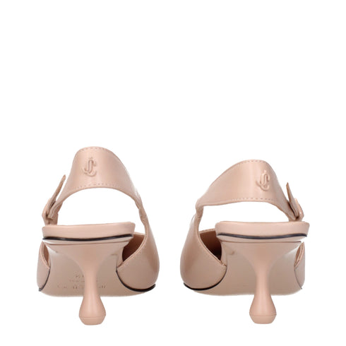 Jimmy Choo AMEL 50 Women's Pink Leather Slingback Heels - Women’s Pumps
